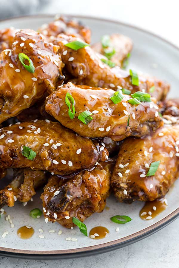Tasty oven baked Teriyaki Chicken Wings covered in sticky sweet and savory teriyaki sauce.