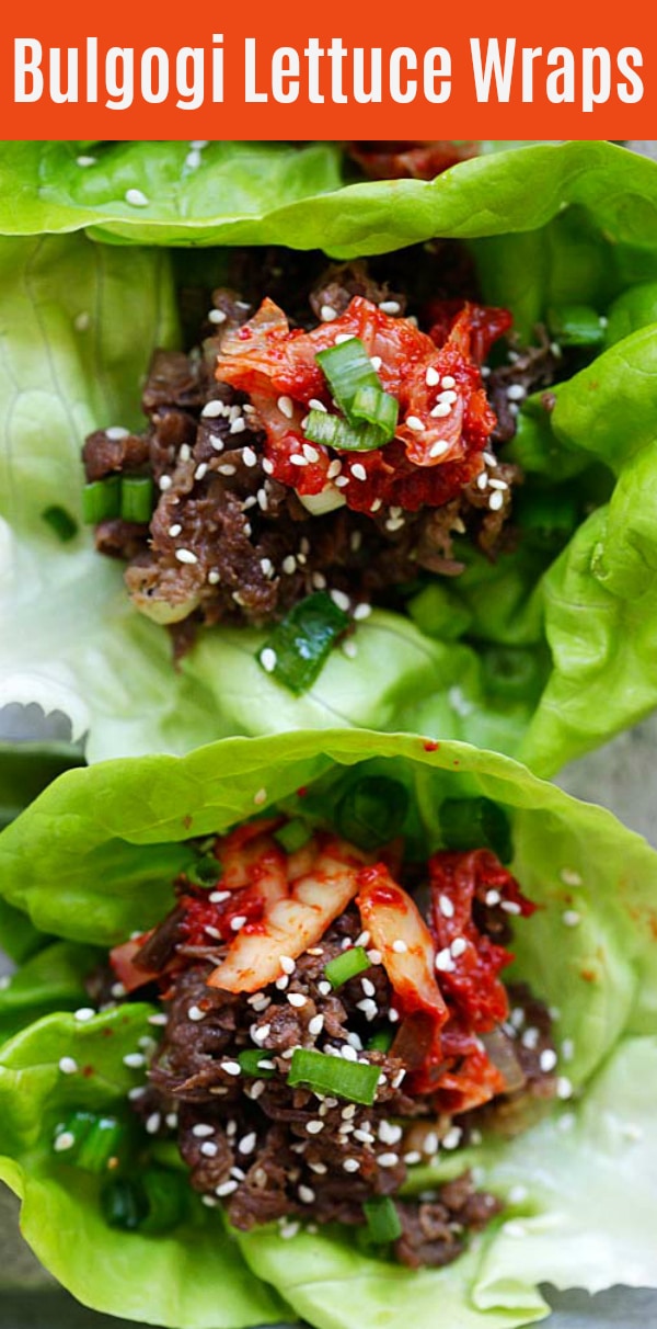 Bulgogi Lettuce Wraps - how to make Korean beef bulgogi with simple ingredients and serve as lettuce wraps. A healthy appetizer for any occasions | rasamalaysia.com