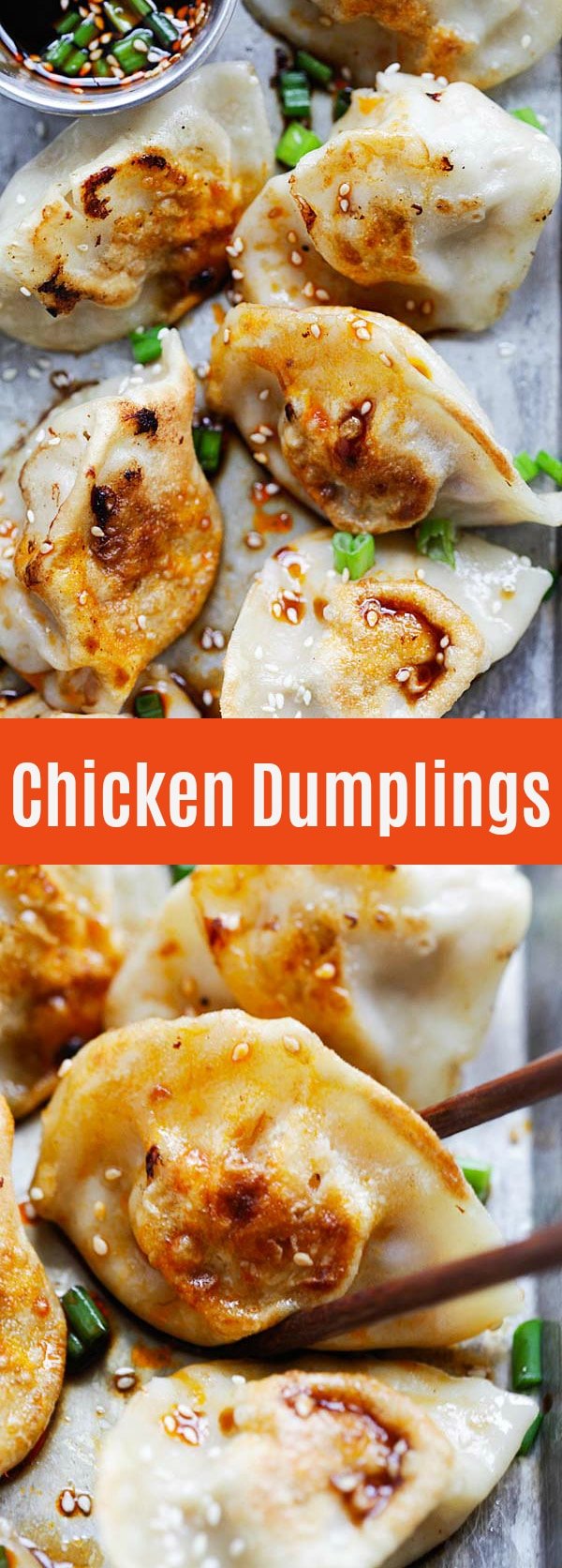 Chicken Dumplings - Chinese dumplings with ground chicken and vegetables. Homemade dumplings are healthy and great as a light meal for apppetizer | rasamalaysia.com
