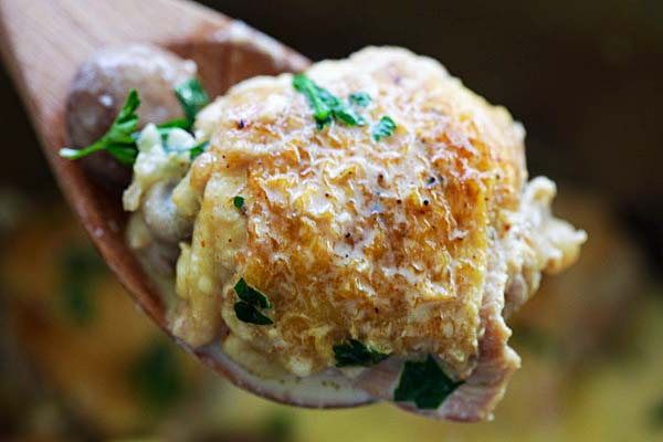 Creamy garlic mushroom chicken.