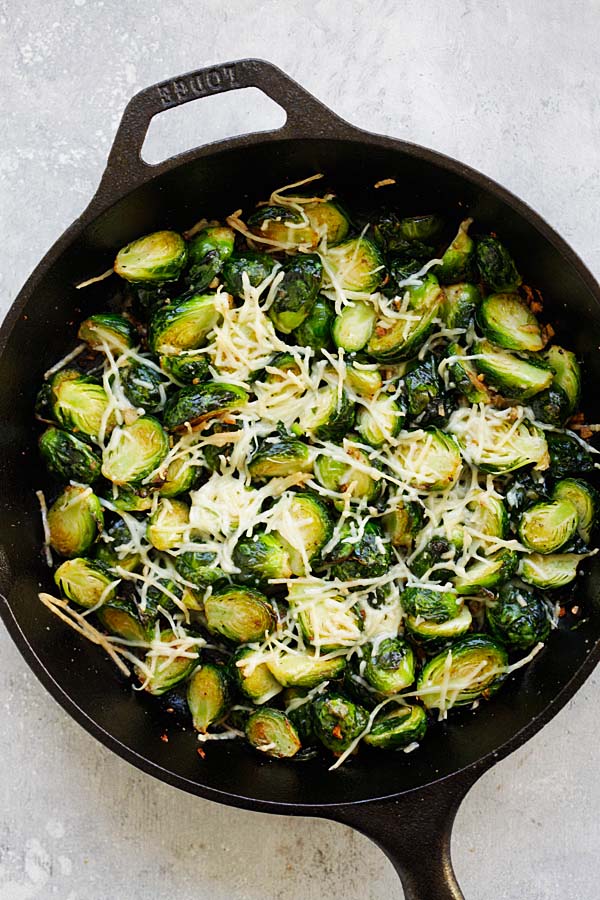 Cast-Iron Skillet Brussels Sprouts and Shrimp