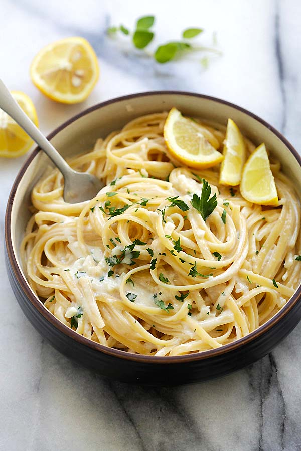 Instant Pot Pasta - Creamy Garlic Parmesan Pasta - Rasa Malaysia