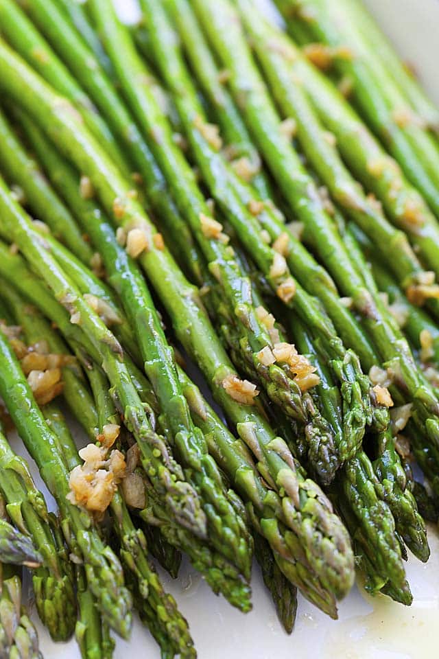 Sauteed garlic asparagus.