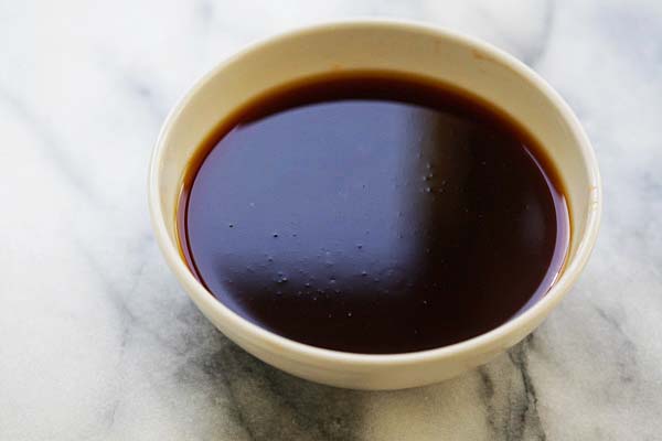 black Asian chicken stir-fry sauce in a bowl.