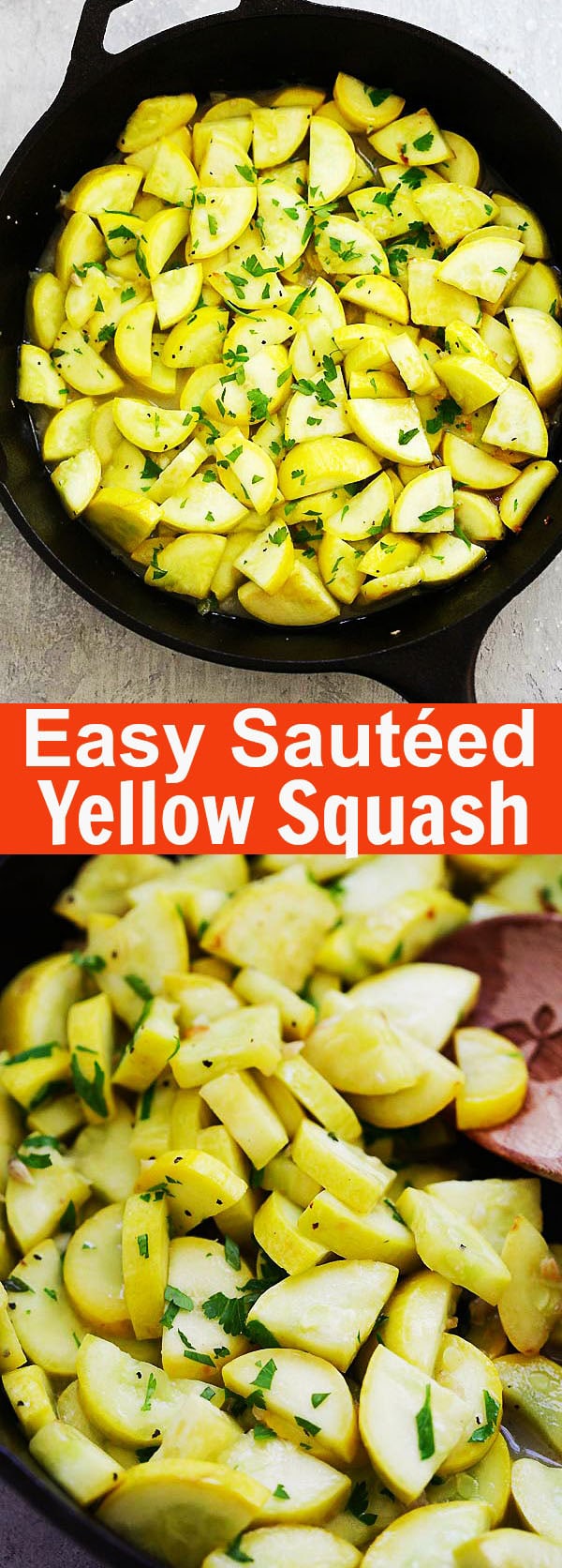 Sauteed Yellow Squash - easy sauteed yellow squash with garlic, butter and lemon. This easy recipe is fresh, delicious and takes only 10 minutes from prep to dinner table | rasamalaysia.com