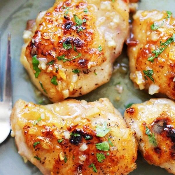 Easy chicken dijon served on a plate.