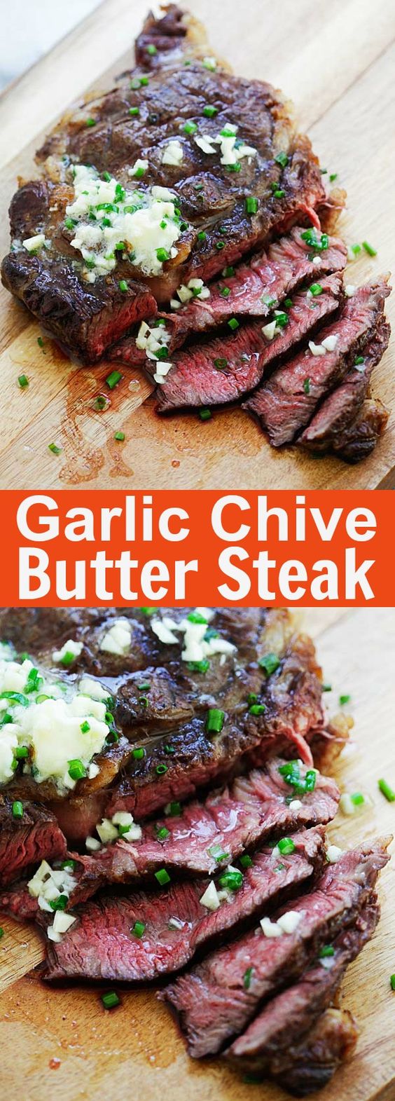 Garlic Chive Butter Steak - the juiciest and most tender steak with garlic chive butter. This steak takes 15 minutes on a grill and dinner is ready | rasamalaysia.com