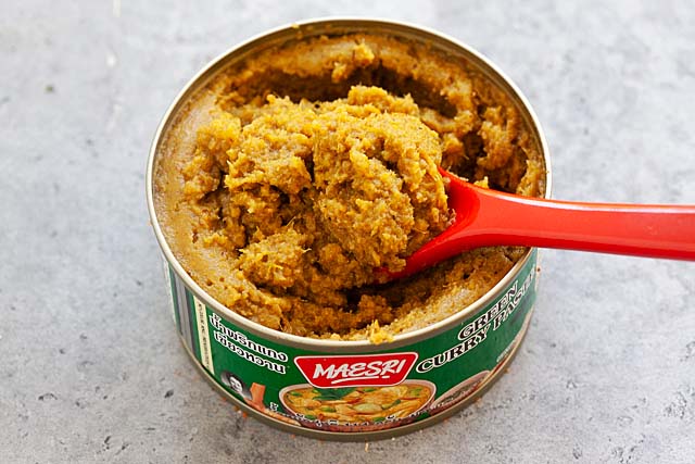 Green curry paste in a can.