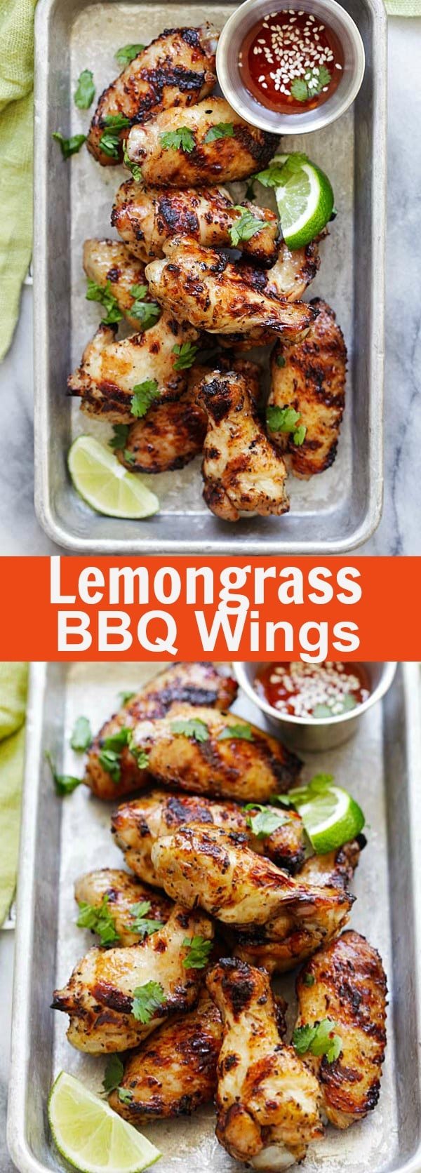 Lemongrass chicken wings - marinate the wings with lemongrass & Asian seasonings for the best party wings ever | rasamalaysia.com