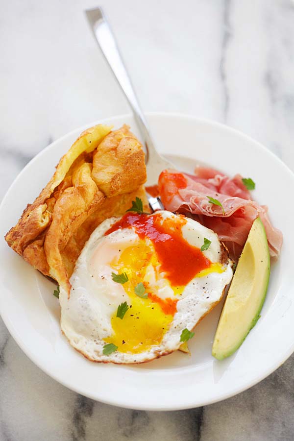 Easy Yorkshire pudding breakfast plate.