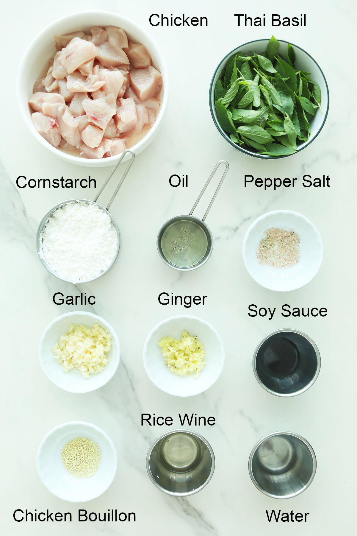 Ingredients for Taiwanese salt and pepper chicken. 