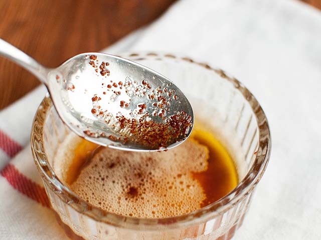 Picture of brown butter, in a small serving dish.
