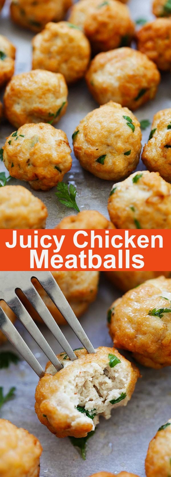 Healthy chicken meatballs made of ground chicken, garlic, onion and lemon juice. Easy, healthy and the best ground chicken meatballs recipe, so easy to make and everyone loves them | rasamalaysia.com