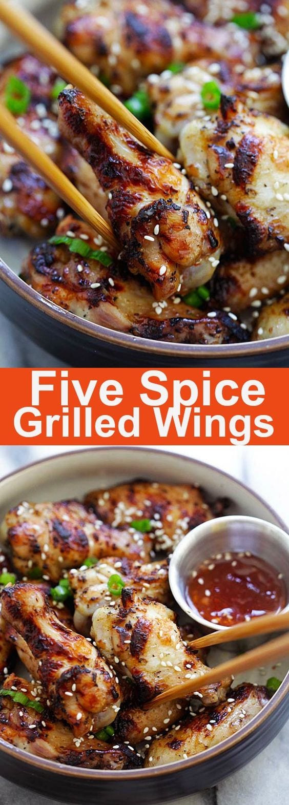 Five Spice Grilled Chicken Wings - moist, juicy and flavorful grilled chicken wings marinated with Chinese five spice powder, garlic and soy sauce | rasamalaysia.com