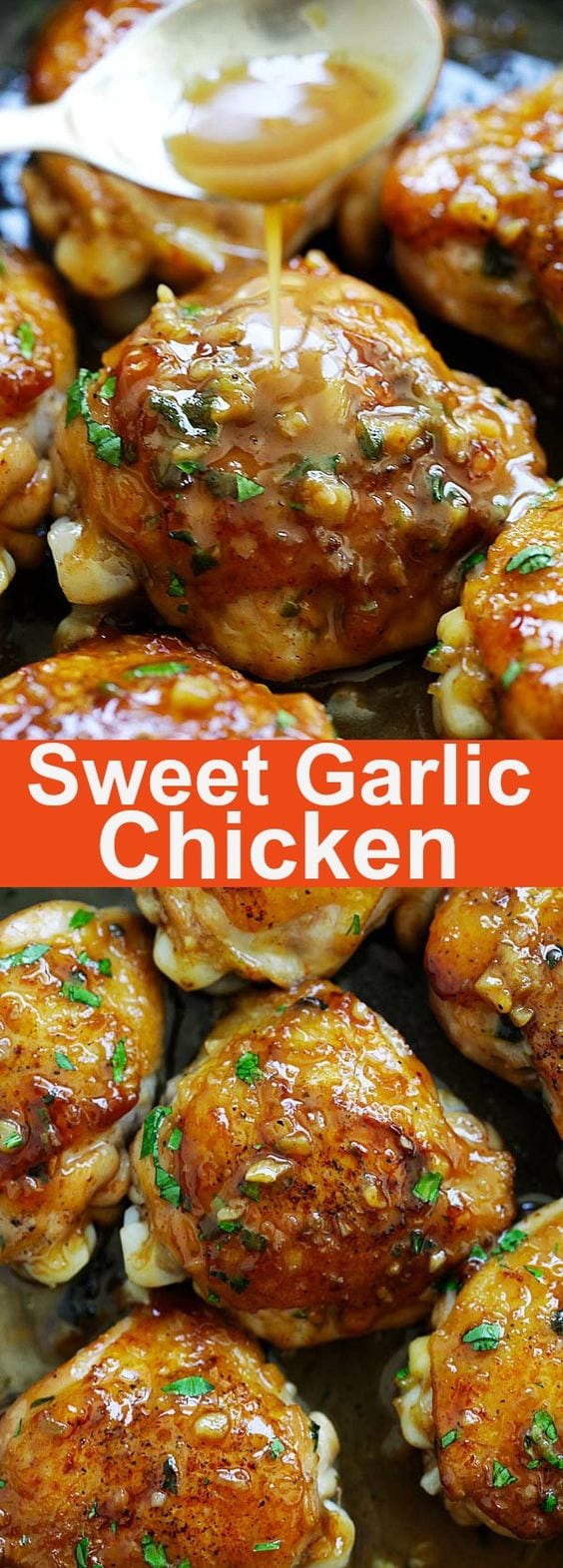 Sweet Garlic Chicken - best garlic chicken recipe ever, sweetened with brown sugar. Made in skillet and takes 20 minutes from prep to dinner table. This is chicken at its best | rasamalaysia.com