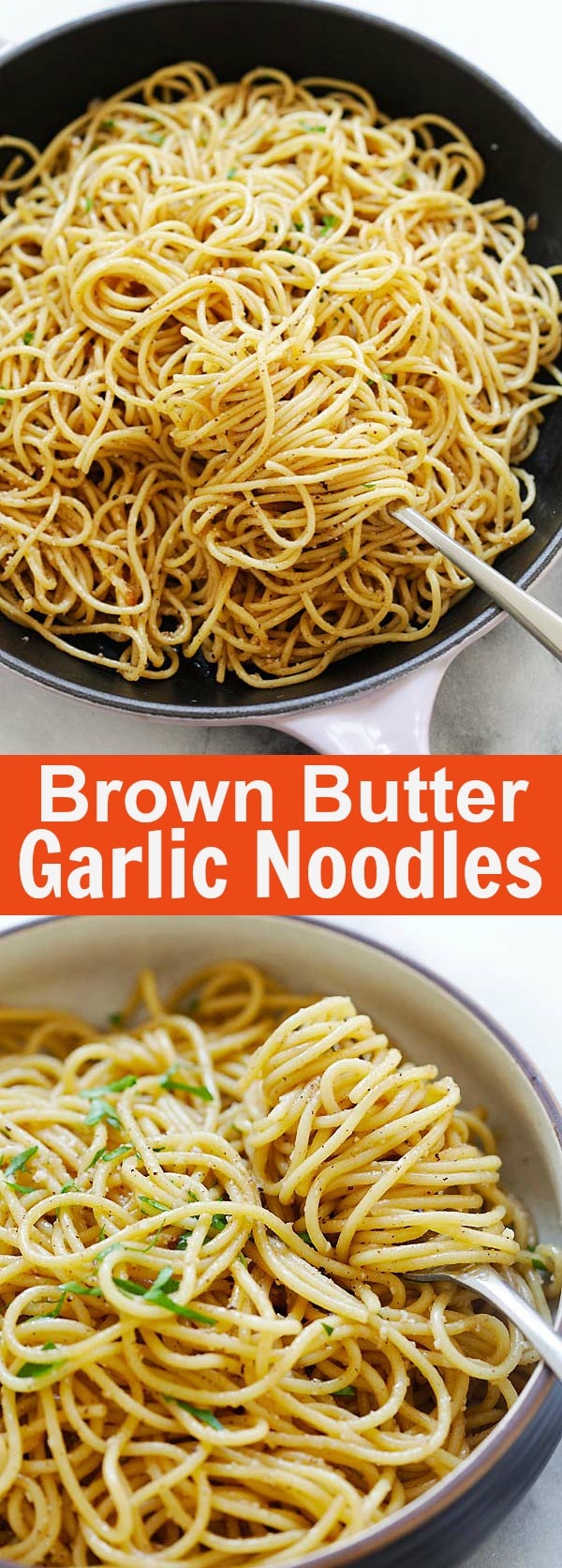 Brown Butter Garlic Noodles - the best noodles ever with garlic, brown butter, Parmesan cheese and oyster sauce. This recipe is delicious and takes 20 mins to make | rasamalaysia.com