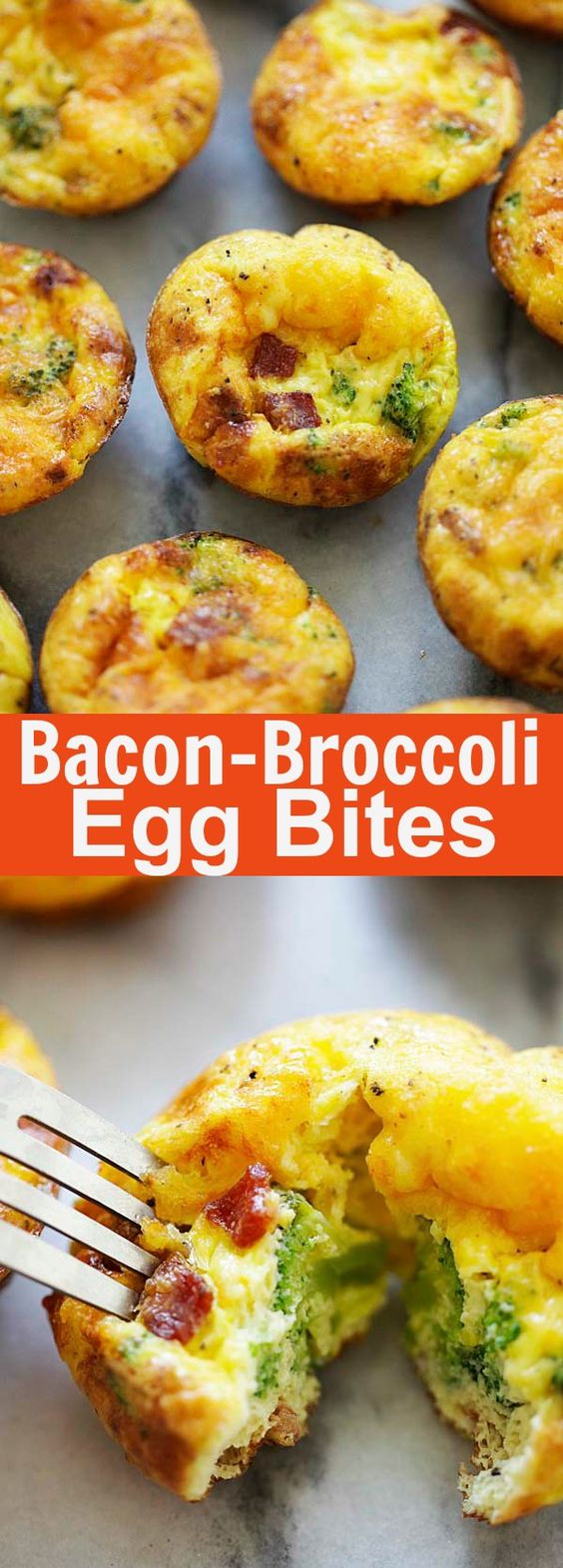 Bacon Broccoli Egg Bites - healthy, wholesome and delicious breakfast egg bites with fresh broccoli, crispy bacon and eggs. Made in oven, these baked egg bites are better than Starbucks | rasamalaysia.com