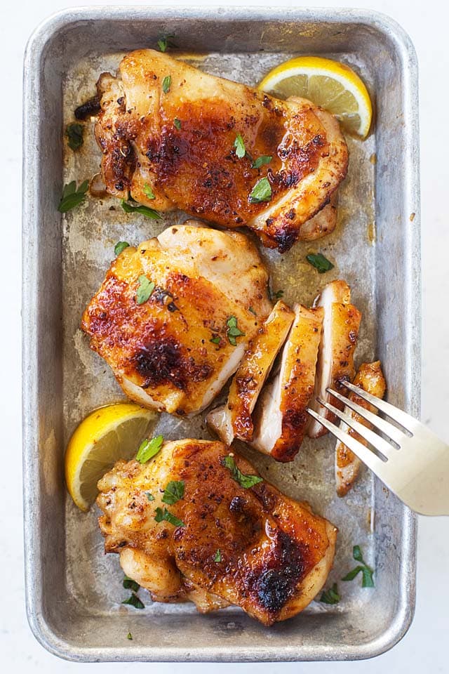 Cajun chicken strips with a fork.