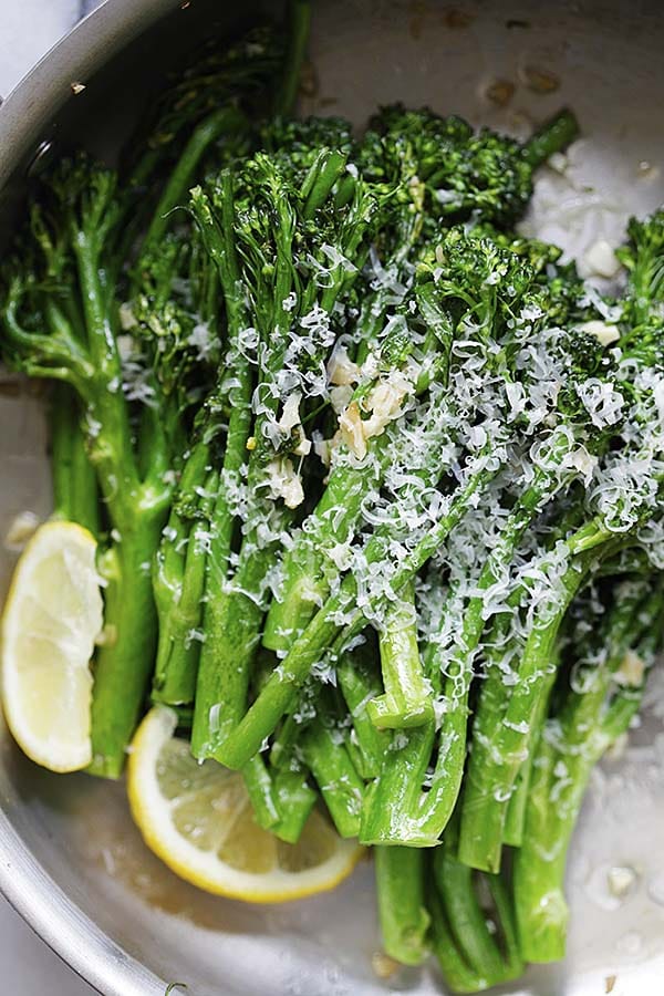 Easy and quick garlic Parmesan broccolini recipe.