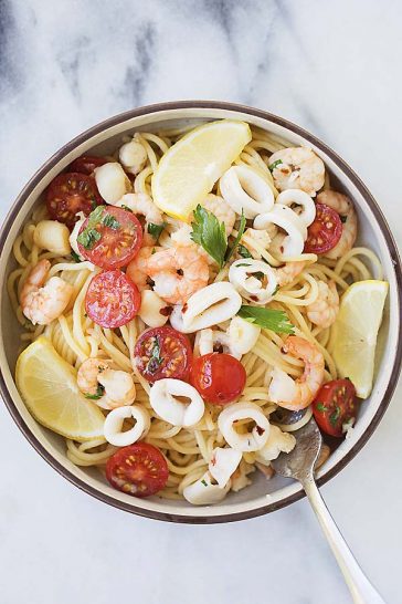 Seafood Scampi (with Shrimp, Scallop and Squid!) - Rasa Malaysia