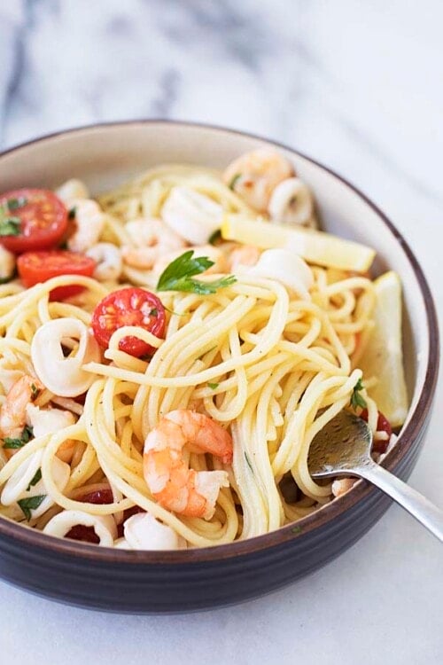 Seafood Scampi (with Shrimp, Scallop and Squid!) - Rasa Malaysia