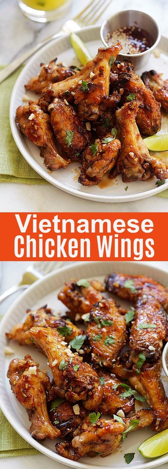 Vietnamese Chicken Wings - Sticky sweet and savory chicken wings marinated with fish sauce, garlic and sugar. Vietnamese chicken wings are absolutely delicious and addictive!