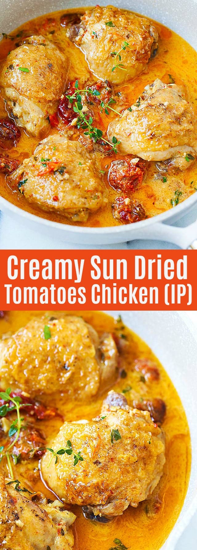 Instant Pot Creamy Sun Dried Tomatoes Chicken - tender, juicy and fall-off-the-bone Instant Pot chicken with sun dried tomatoes cream sauce. Easy dinner that takes only 20 mins!