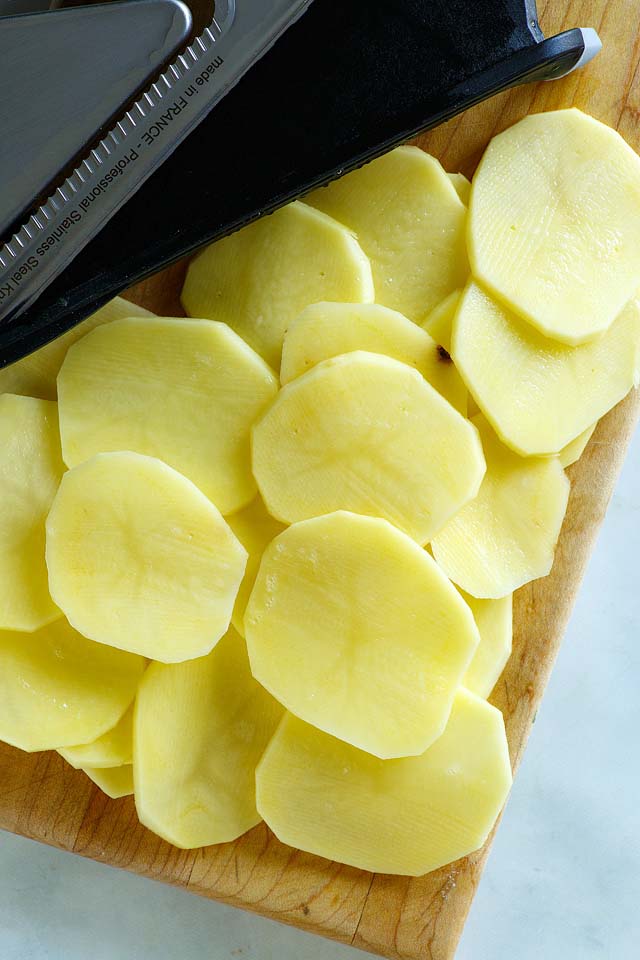 Sliced potatoes.