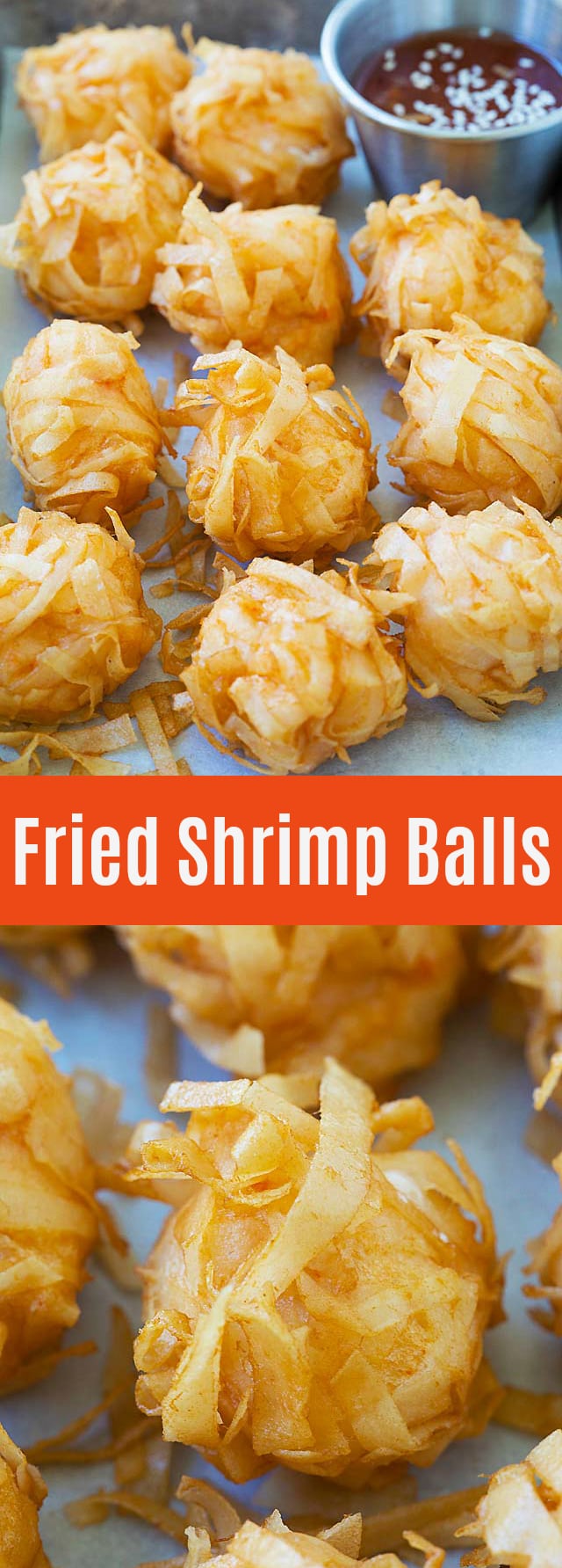 Fried Shrimp Balls - crispy and crunchy shrimp balls, a popular and delicious Chinese appetizer. Learn how to make this Cantonese dim sum with the easy recipe. 