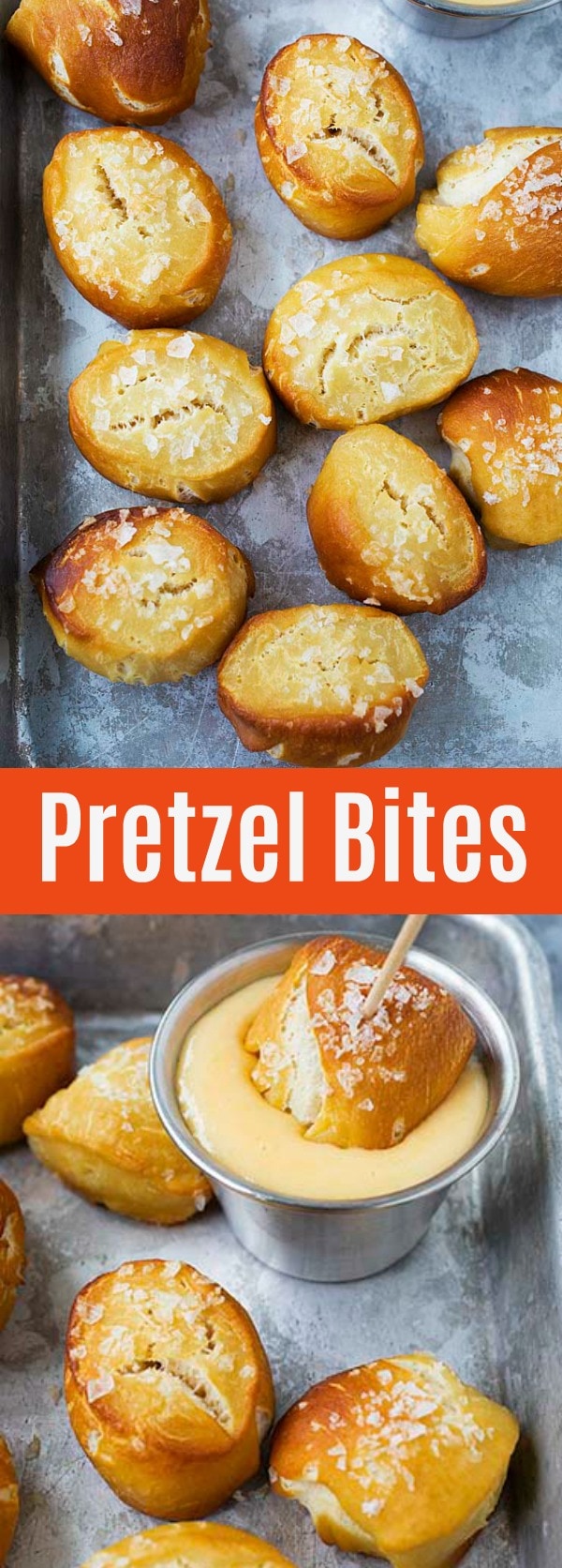 Easy Pretzel Bites - soft and delicious homemade pretzel bites that you can't stop eating. Serve them with cheddar cheese sauce. A perfect snack any time of the day!