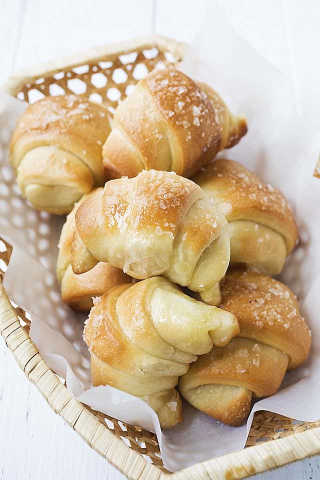 Homemade healthy sea salt butter rolls.