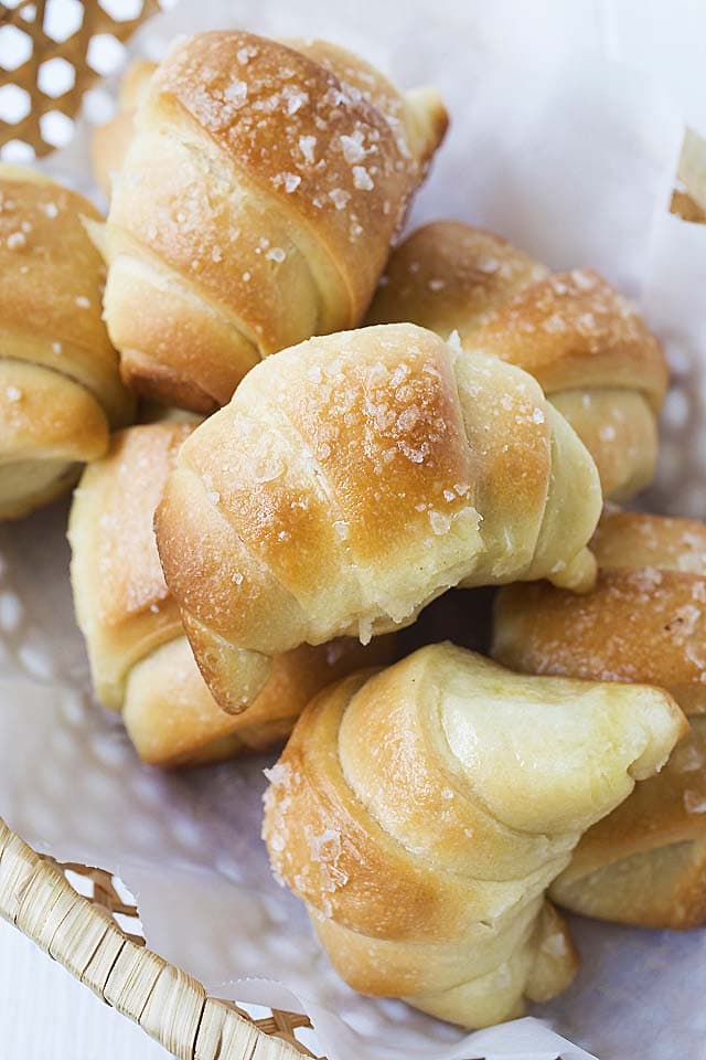 Easy sea salt butter rolls bread, ready to serve.