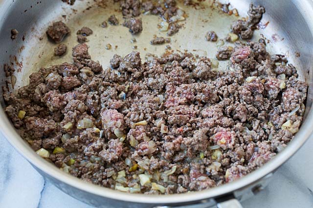 Ground beef for spaghetti and meat sauce