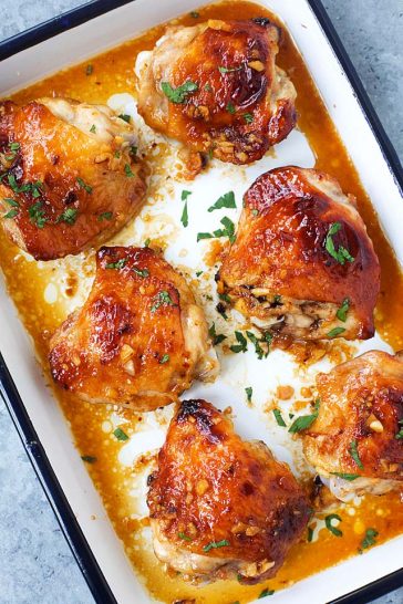 Baked Chicken Recipes - Honey Garlic Baked Chicken - Rasa Malaysia