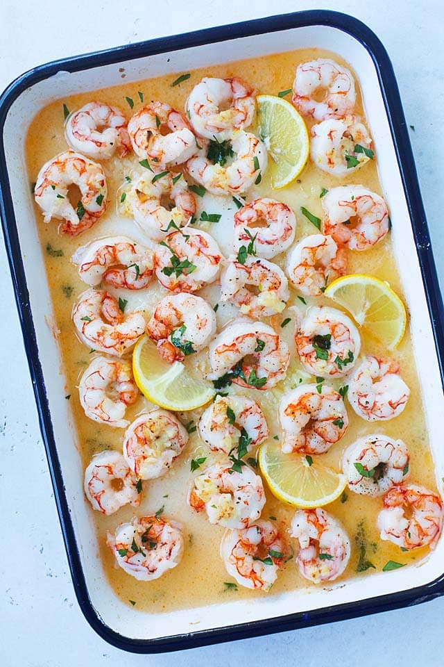 Broiled jumbo shrimp.