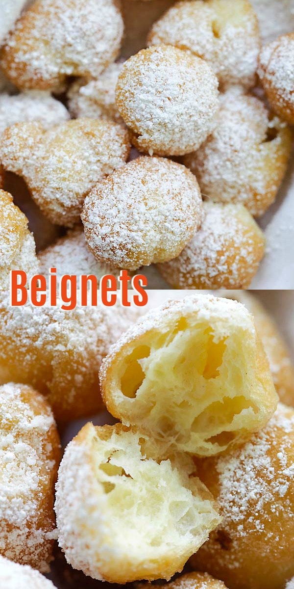 Soft and light French beignets that taste just like New Orleans. Easy homemade beignet recipe with a choux pastry dough and powdered sugar | rasamalaysia.com