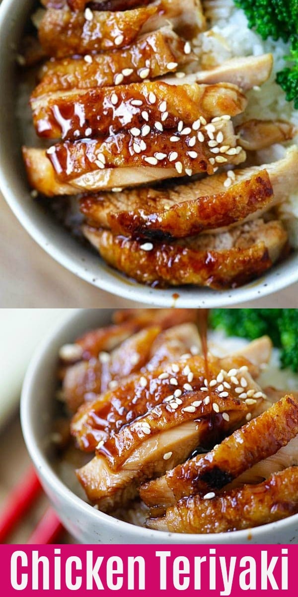 Chicken teriyaki is a Japanese chicken dish with savory and sweet teriyaki sauce. This is the best chicken teriyaki recipe and calls for only 4 ingredients.
