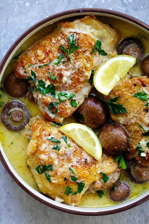 Creamy Garlic Mushroom Chicken is an easy dinner recipe that you can prepare in a pressure cooker.