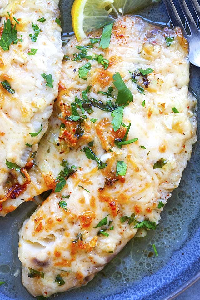 Baked tilapia in the oven.