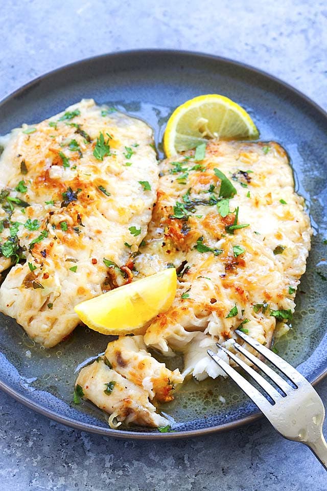 Tilapia flesh easily flakes with a fork.