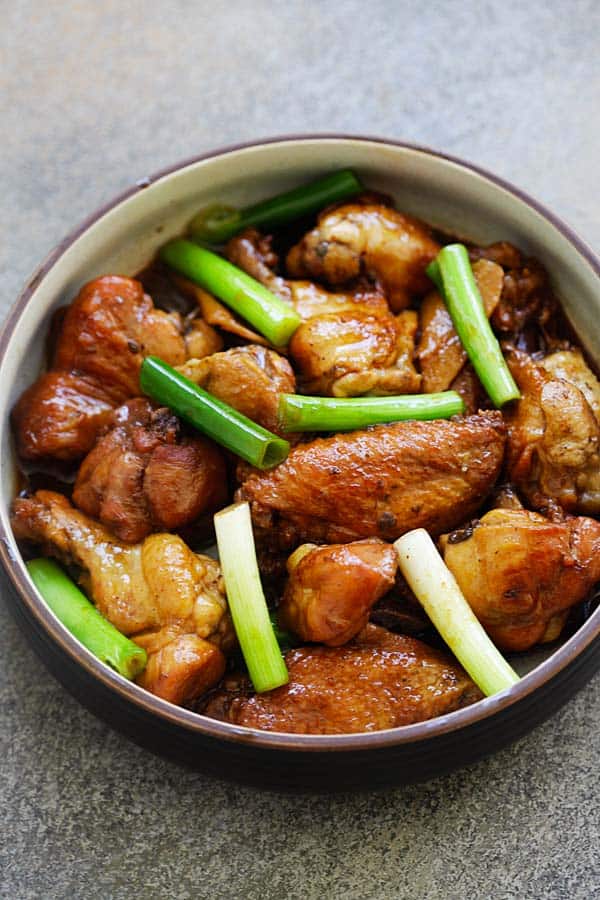 Ginger and Soy sauce chicken wings that were cooked in a pressure cooker.