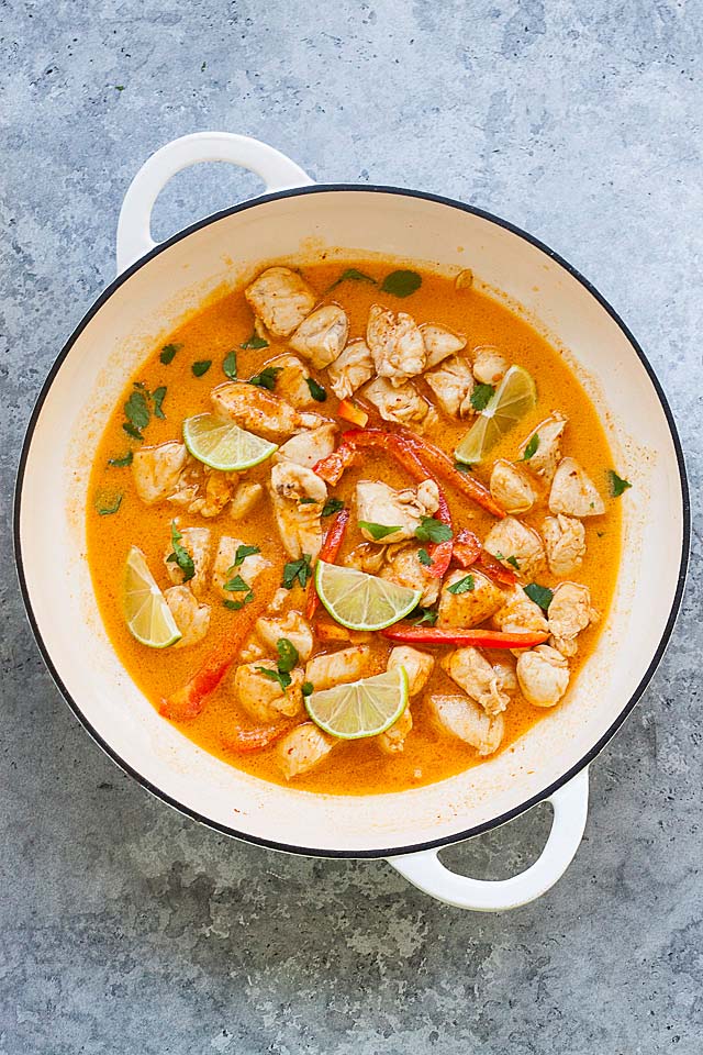 Chicken curry cooked in one pan.