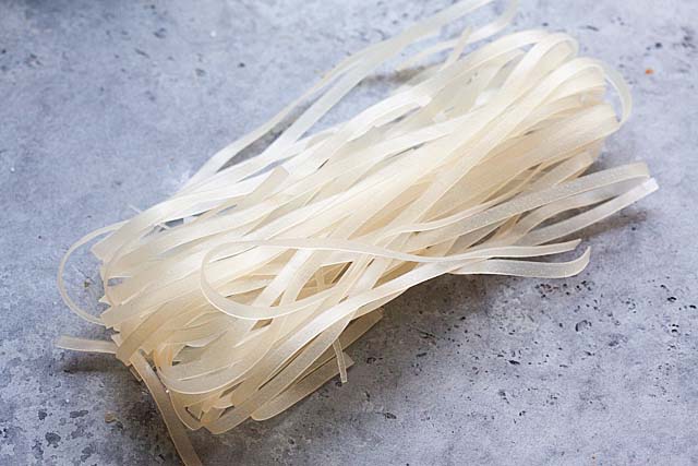 Dry rice stick noodles is an ingredient for Pad Thai noodles.