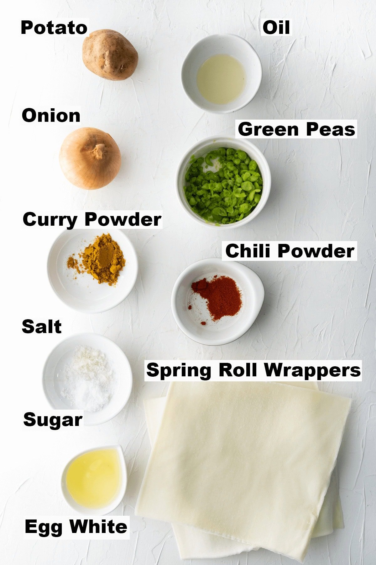 Ingredients of samosas recipe. 