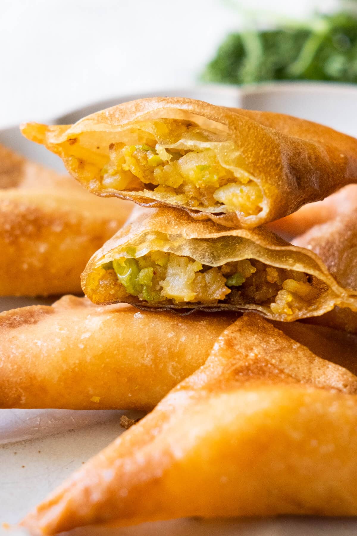 Samosa recipe made with potatoes and spices, ready to serve. 