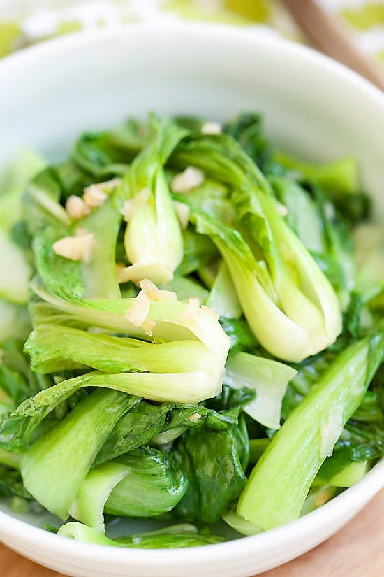 Easy Bok Choy Breakfast Skillet with crispy garlic — Recipe Fiction