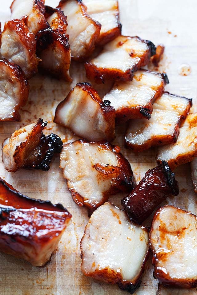 Char siu pork with char siu marinade.