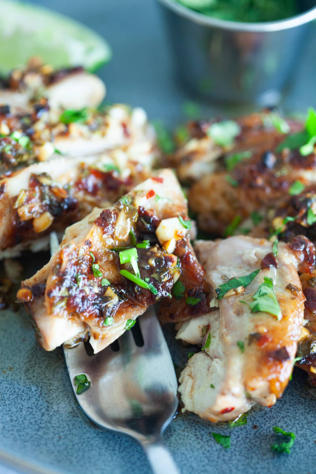 Cilantro lime chicken baked with cilantro lime chicken marinade.