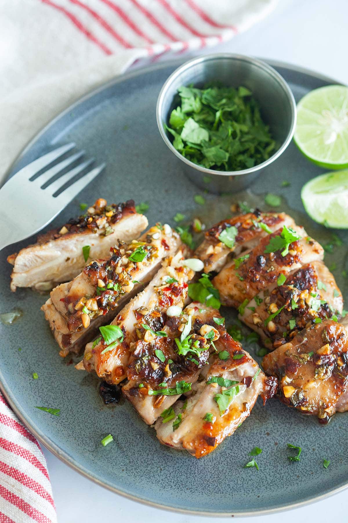 Cilantro lime chicken thighs, ready to serve.