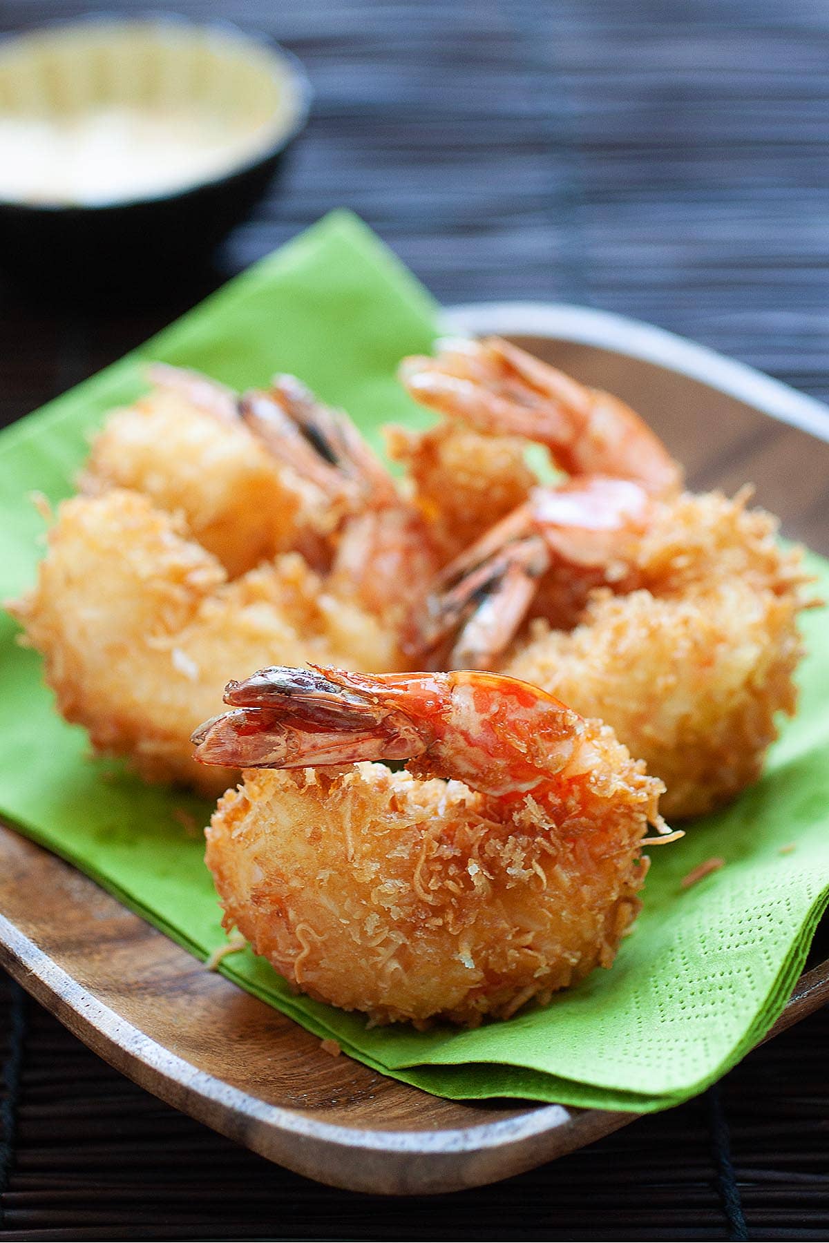 Crispy coconut shrimp served on a plate. 